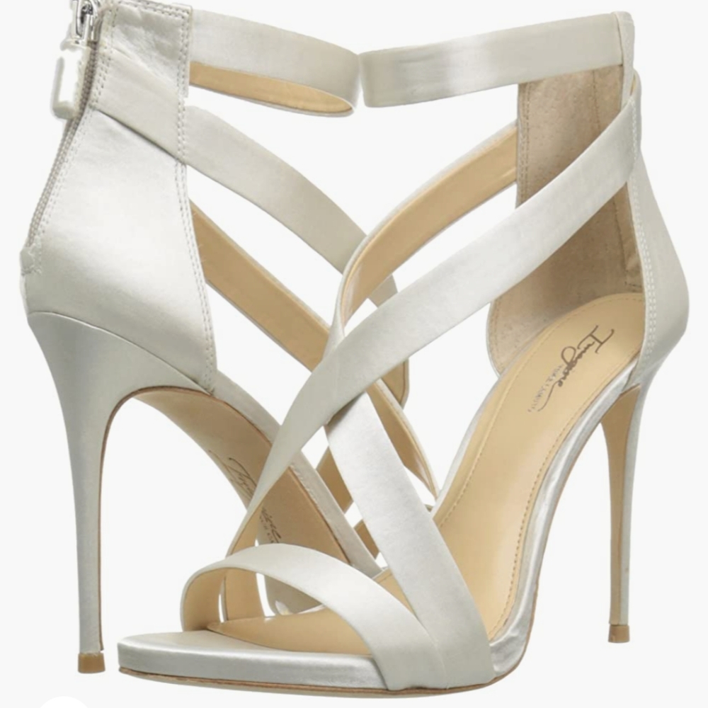 Champagne Pink Strappy Satin Heels by Imagine Vince Camuto Size 8